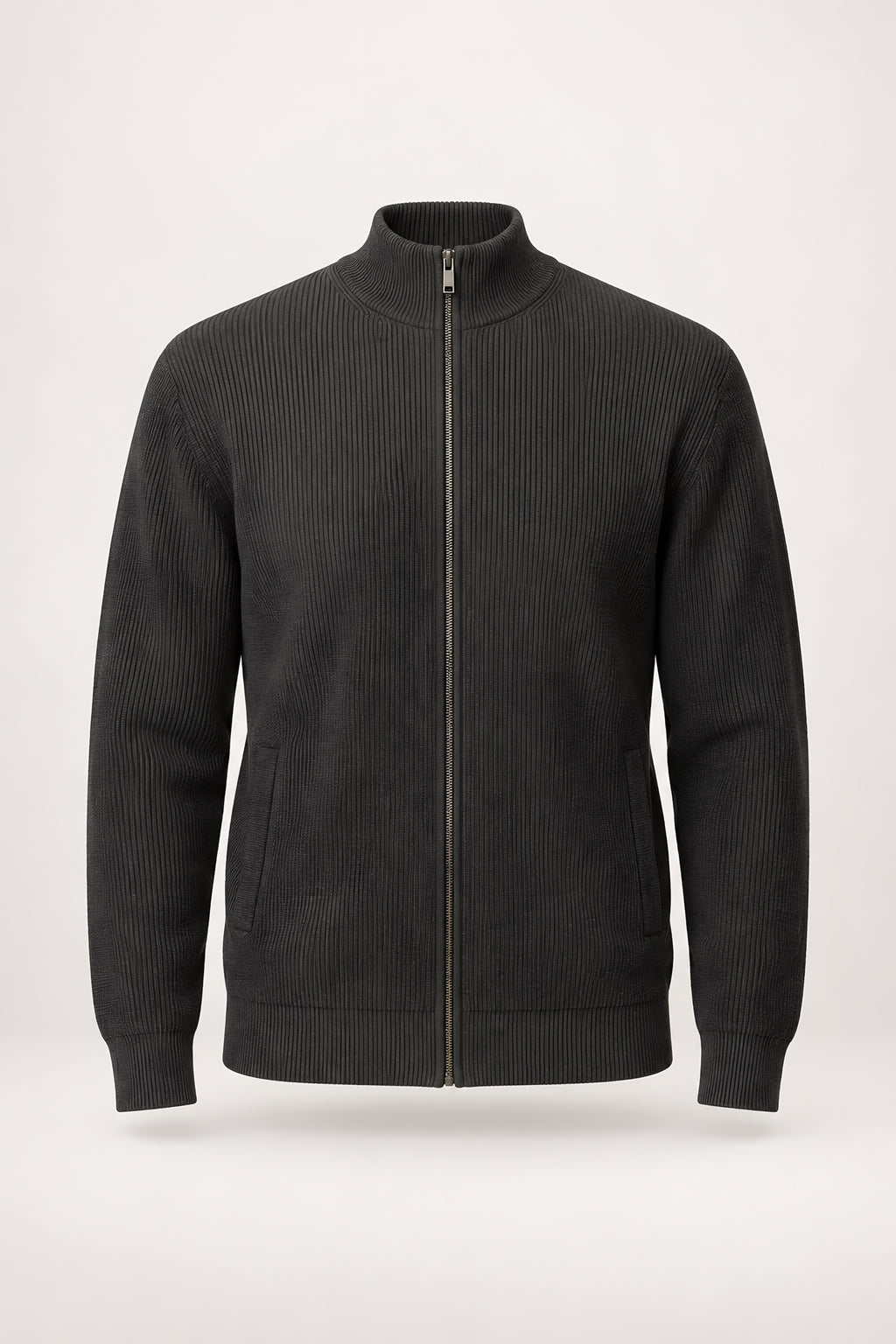 Cardigan zippé Seuil gris foncé, vêtement seul — visuel généré par IA
