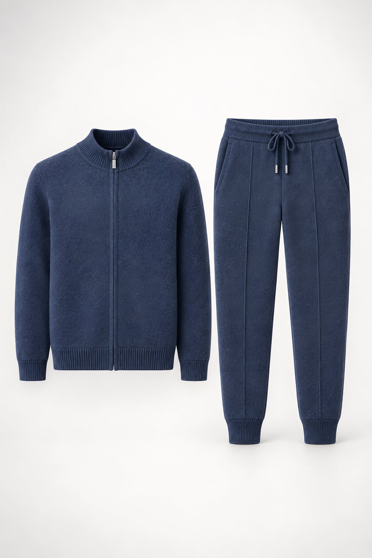 Ensemble maille Travée bleu, vêtement seul — visuel généré par IA