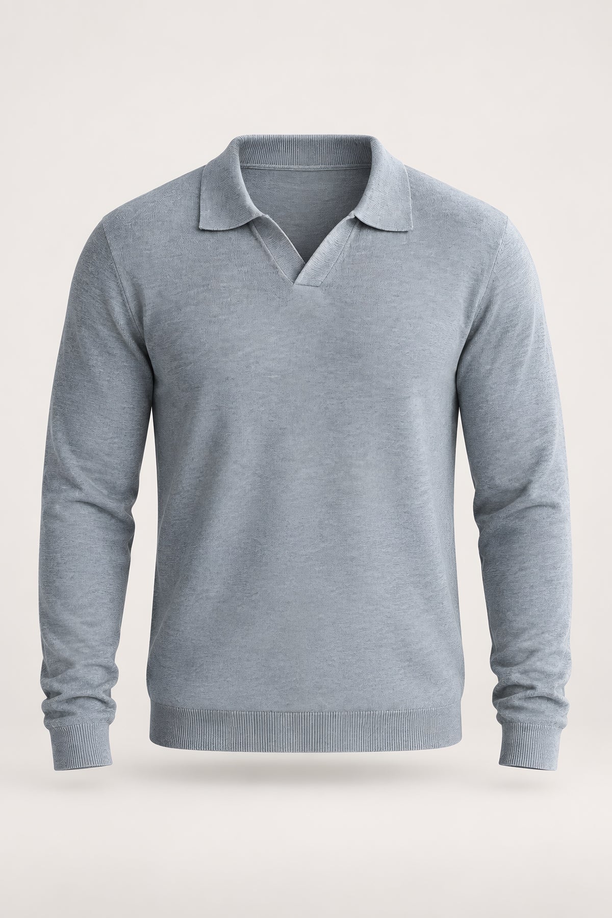 Polo maille Arête gris cendre, vêtement seul — visuel généré par IA