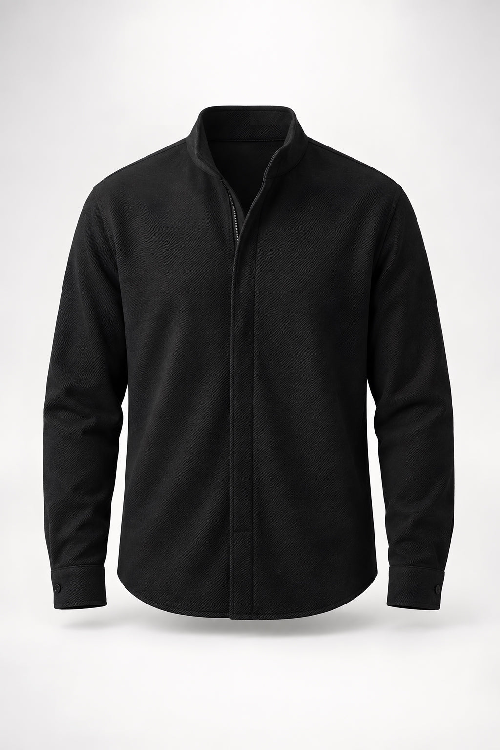 Surchemise zippée Linteau noir, vêtement seul — visuel généré par IA