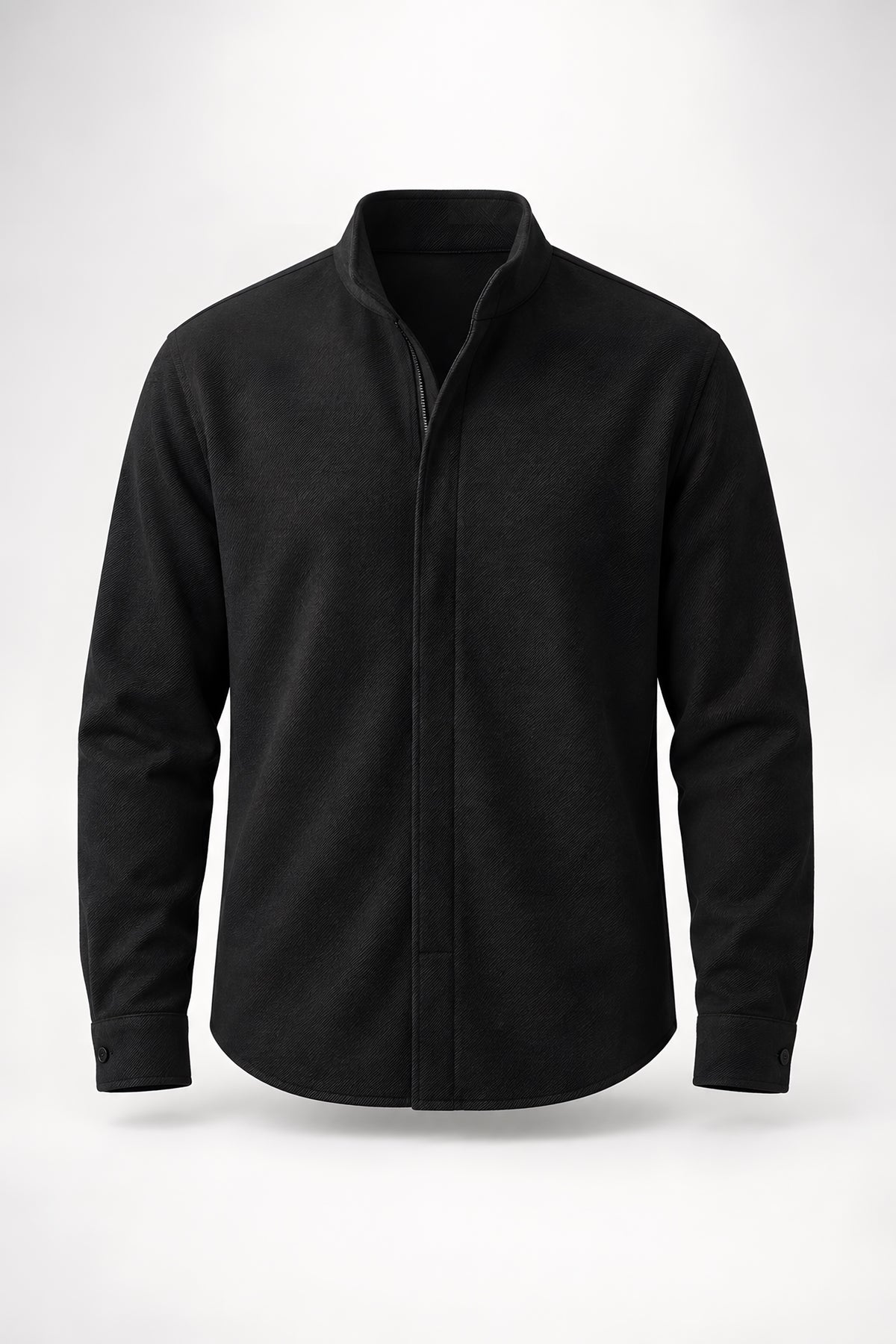 Surchemise zippée Linteau noir, vêtement seul — visuel généré par IA