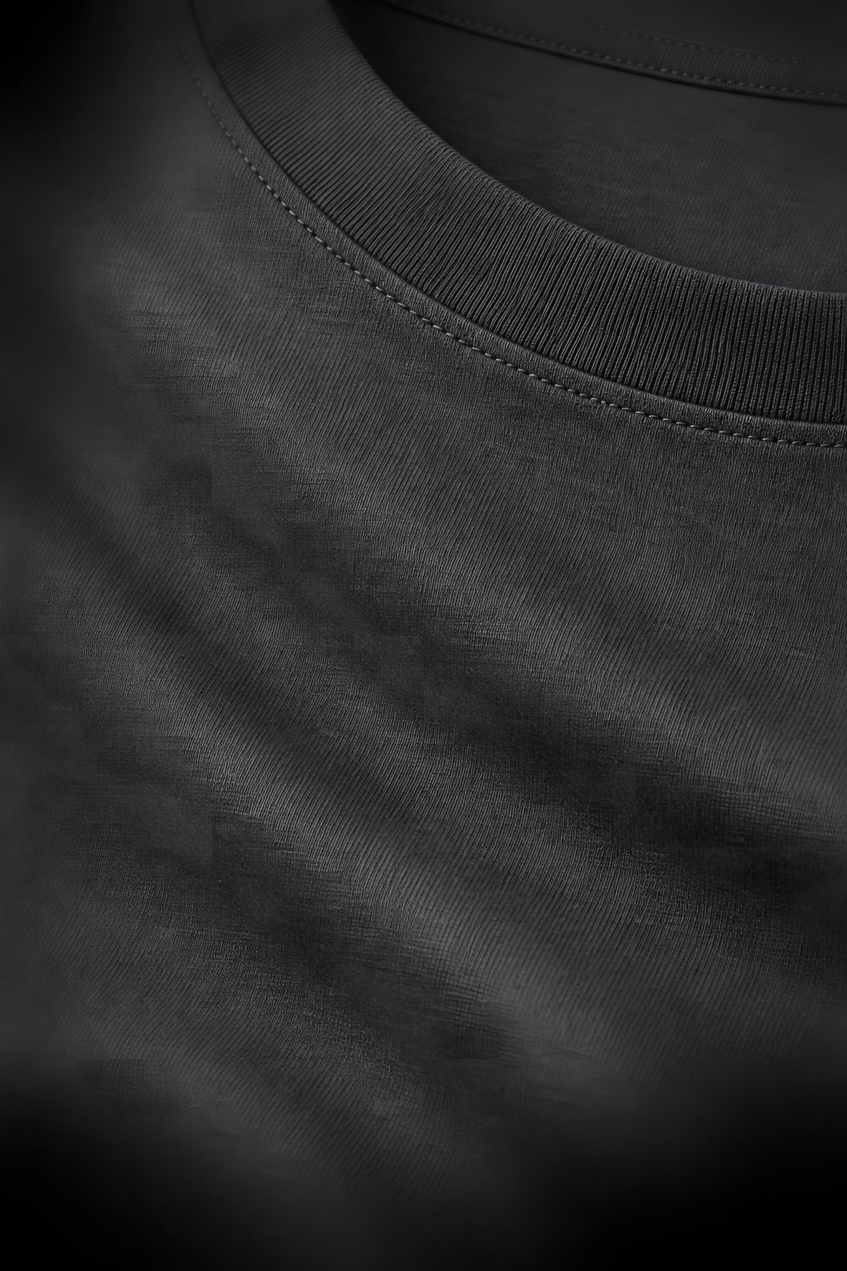 T-shirt manches longues Allège gris foncé, macro de la matière — visuel généré par IA