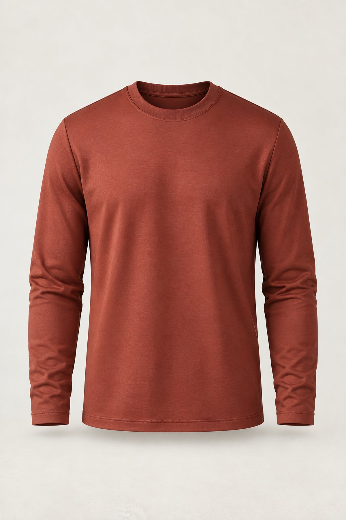T-shirt manches longues Allège rouge brique, vêtement seul — visuel généré par IA