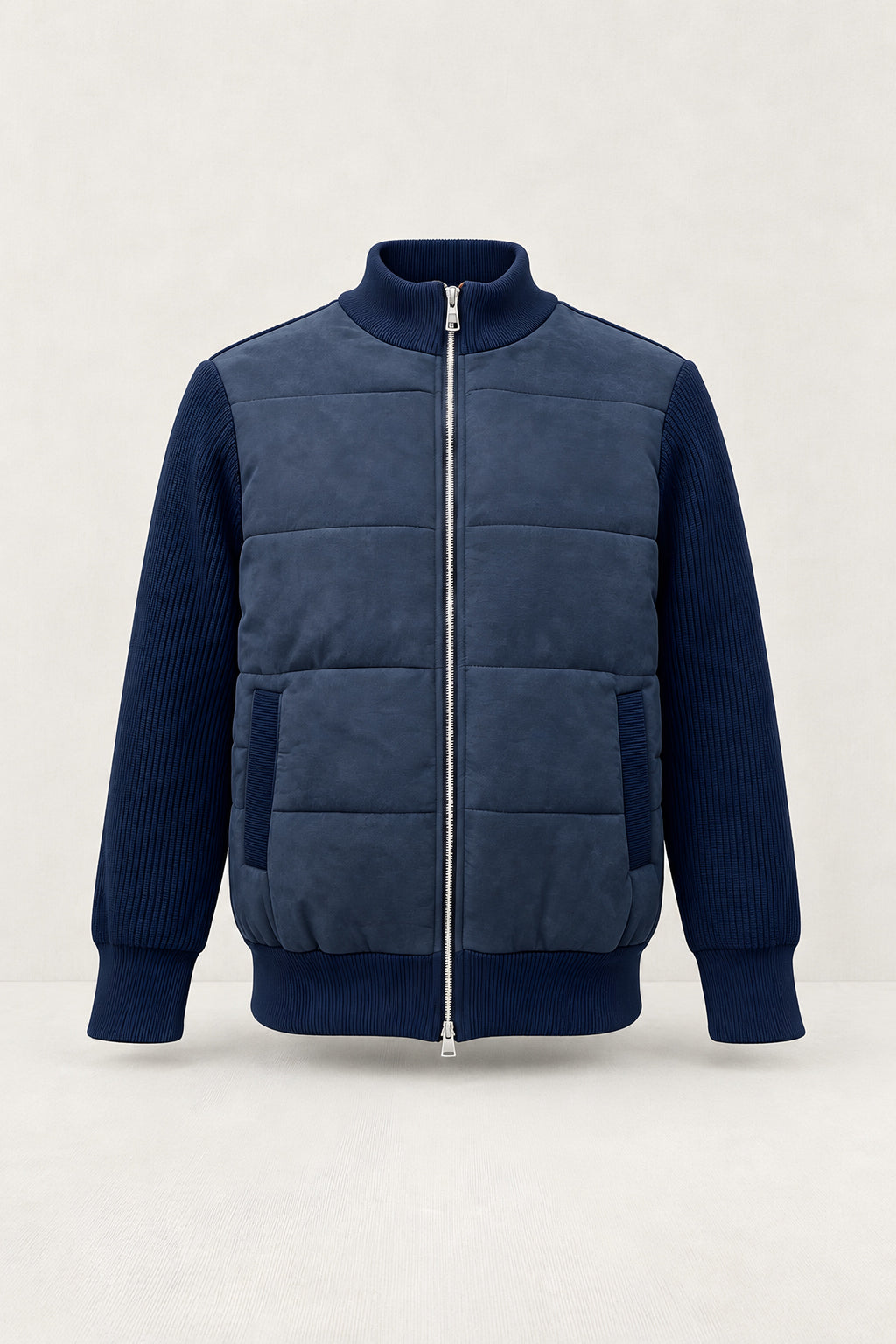 Veste bi-matière Parement bleu, vêtement seul — visuel généré par IA